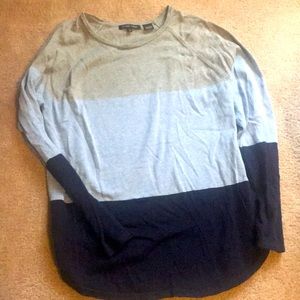 Gray and blue crew neck sweater